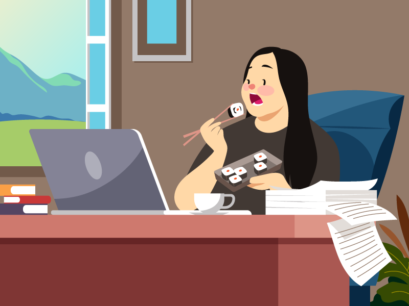 Eating sushi Japanese food itadakimasu