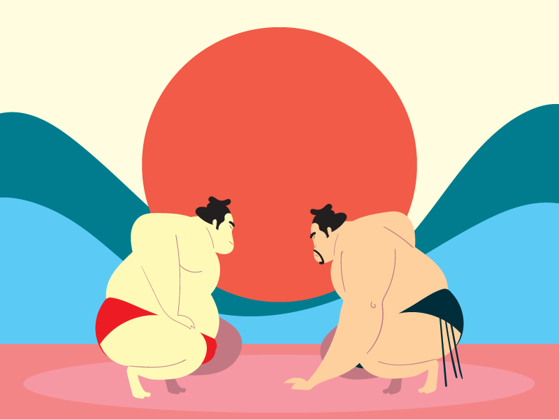 sumo wrestler banner at japanese language school