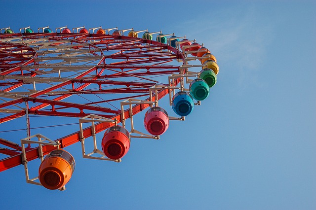 riding ferris wheel during white day date