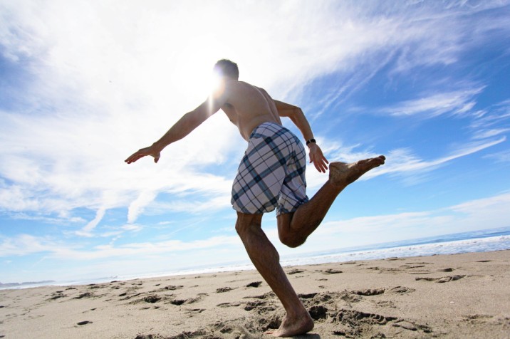 Man on a beach in Japan during summer vacation