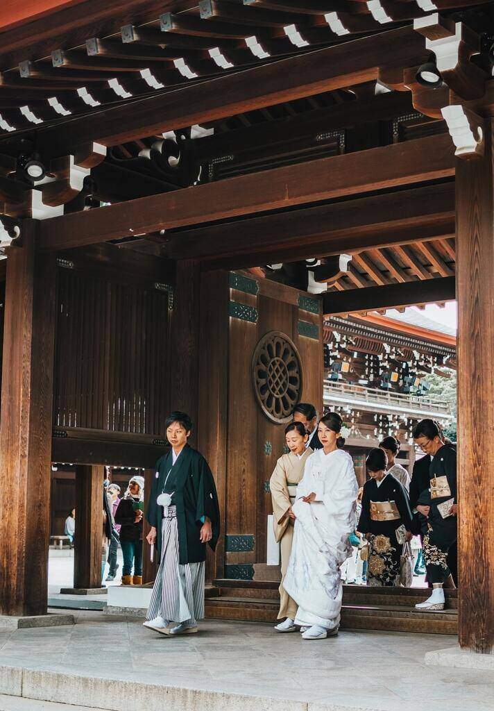 traditional japanese wedding clothes during wedding in japan
