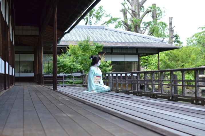 Traditional Japanese House woman nature trees kyoto
