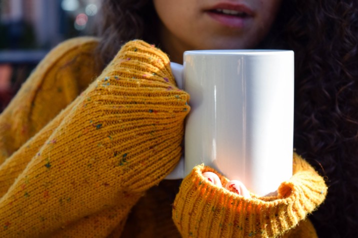 Japanese Christmas sweater snow winter xmas hot drink cocoa