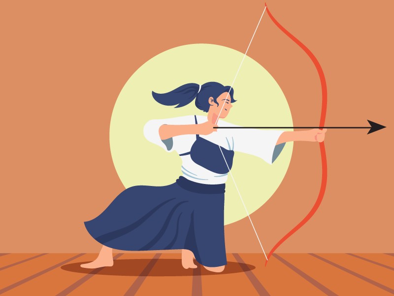 Japanese archery artwork dojo training hakama