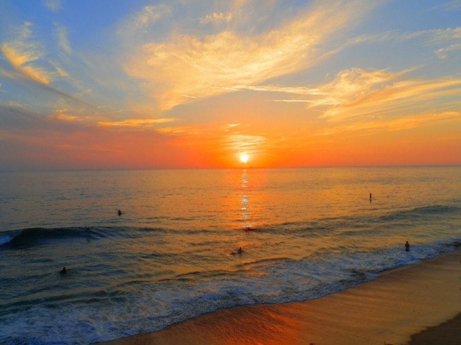 Visiting a Tokyo beach at sunset