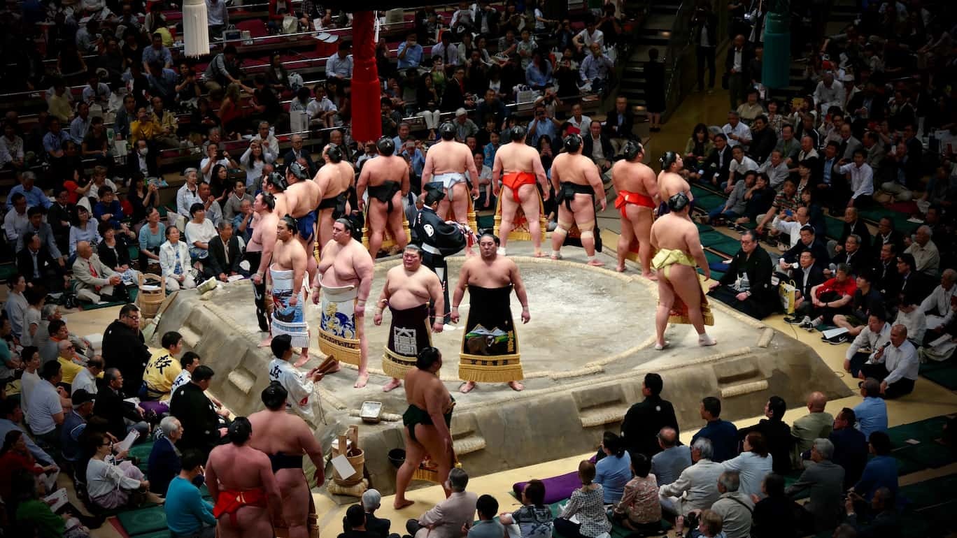 Start of a grand sumo tournament