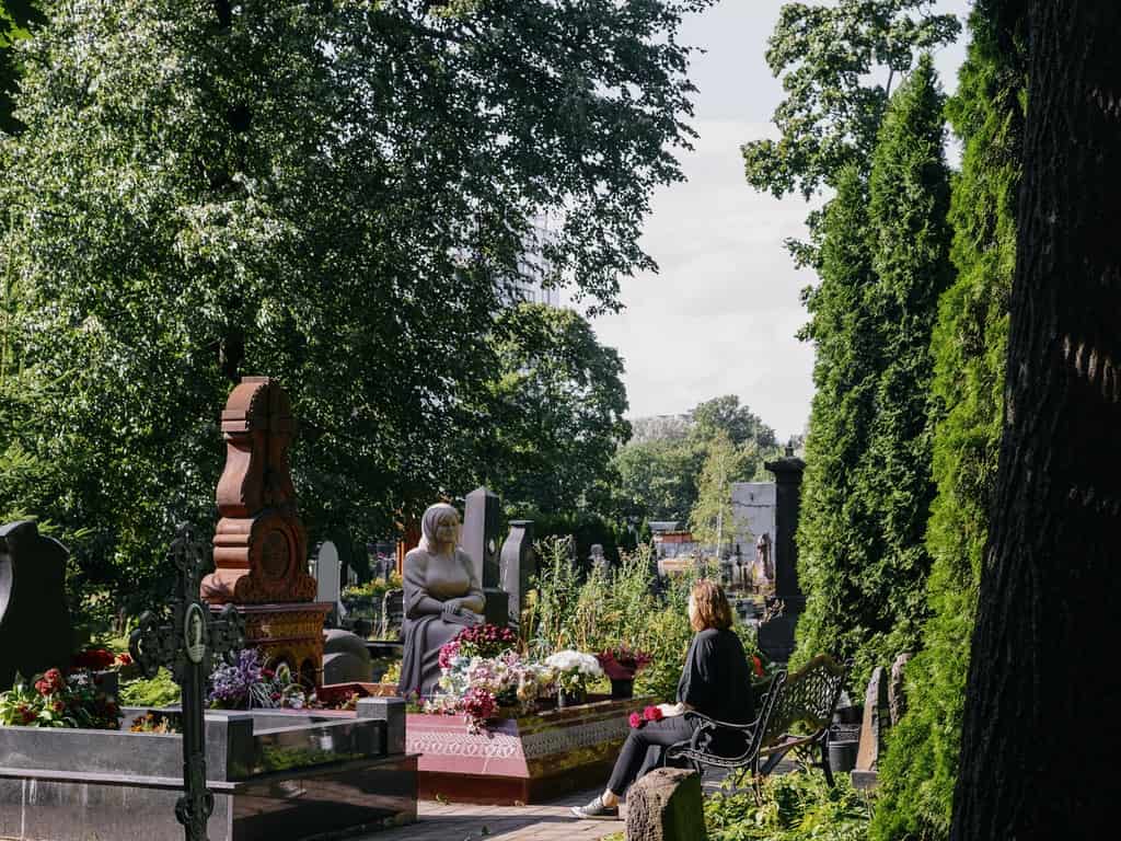 grave visit during Obon holiday