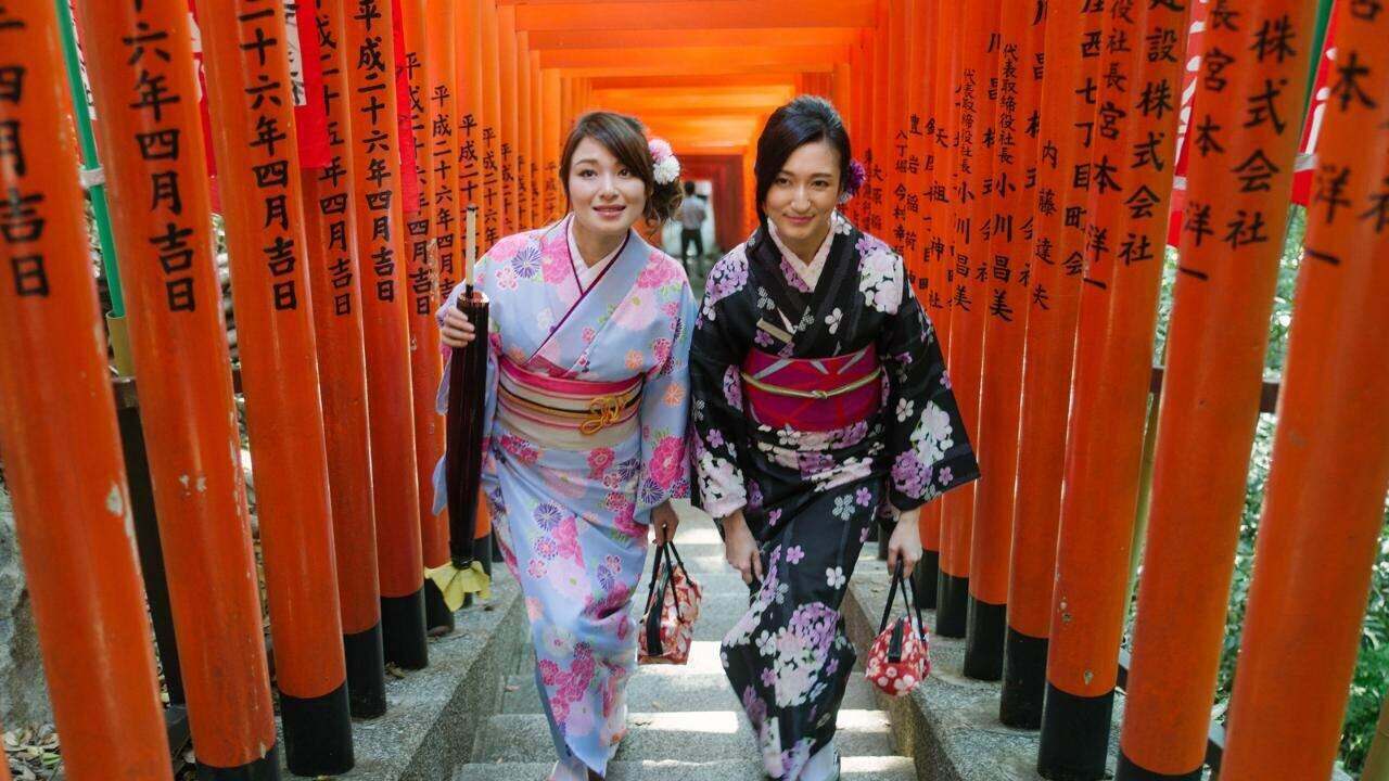 Walking through a Japanese shrine