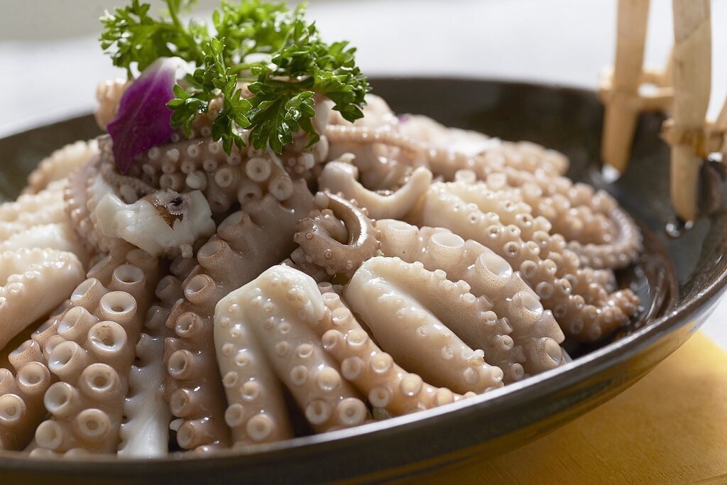 raw octopus with wasabi
