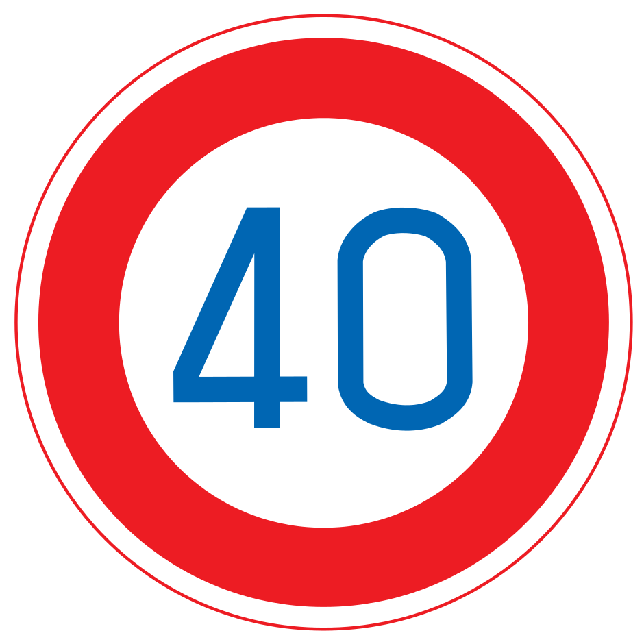 Japanese speed limit road sign for 40kmph
