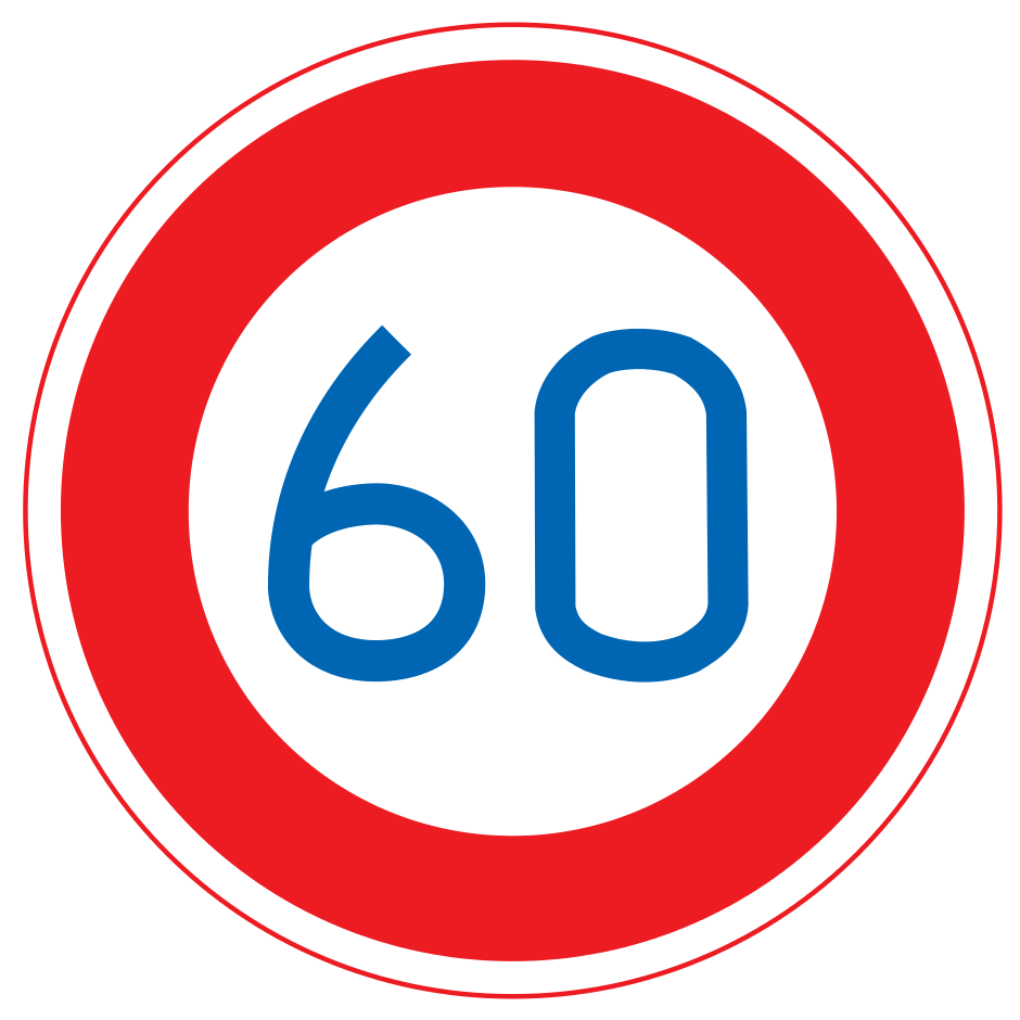 Japanese road sign showing 60kmph speed limit