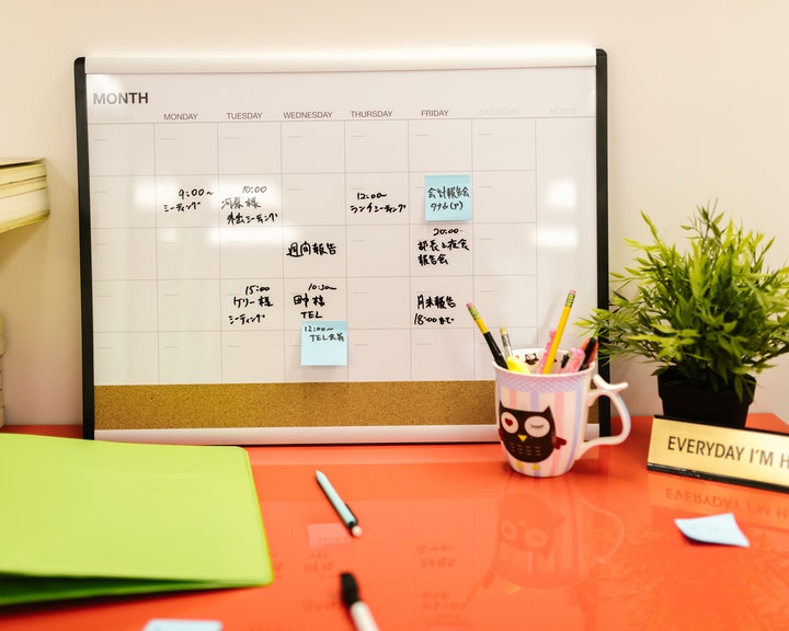 Japanese study planner on a desk