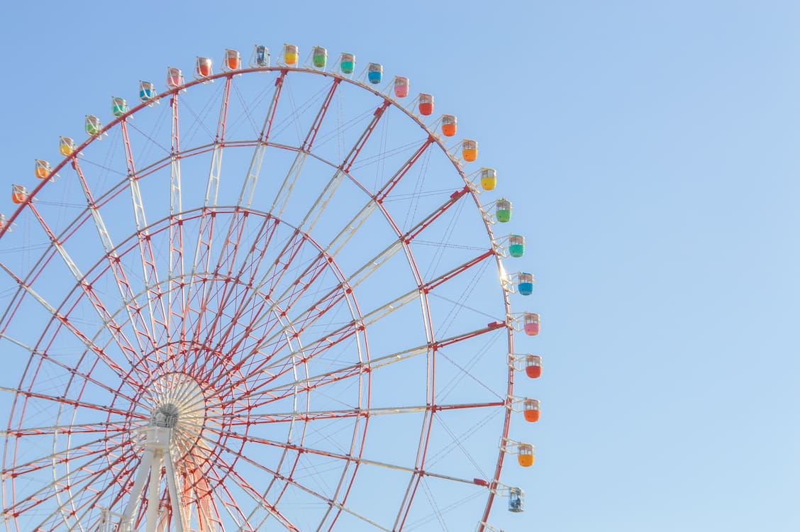 Popular, colorful ferris wheel in Odaiba Japan
