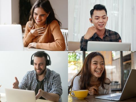 video call with 4 people learning Japanese