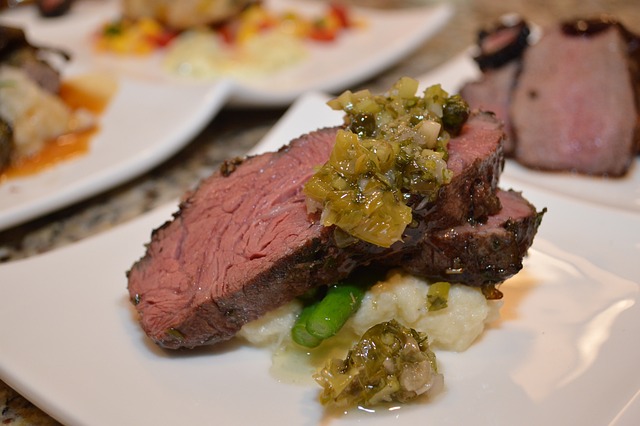 cooked wagyu topped with relish