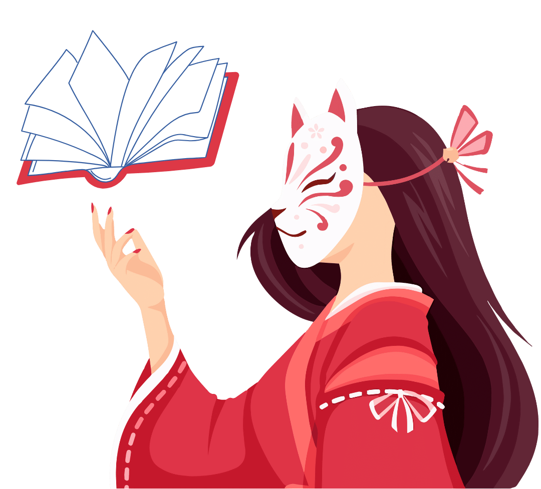 Anime character levitating japanese textbook