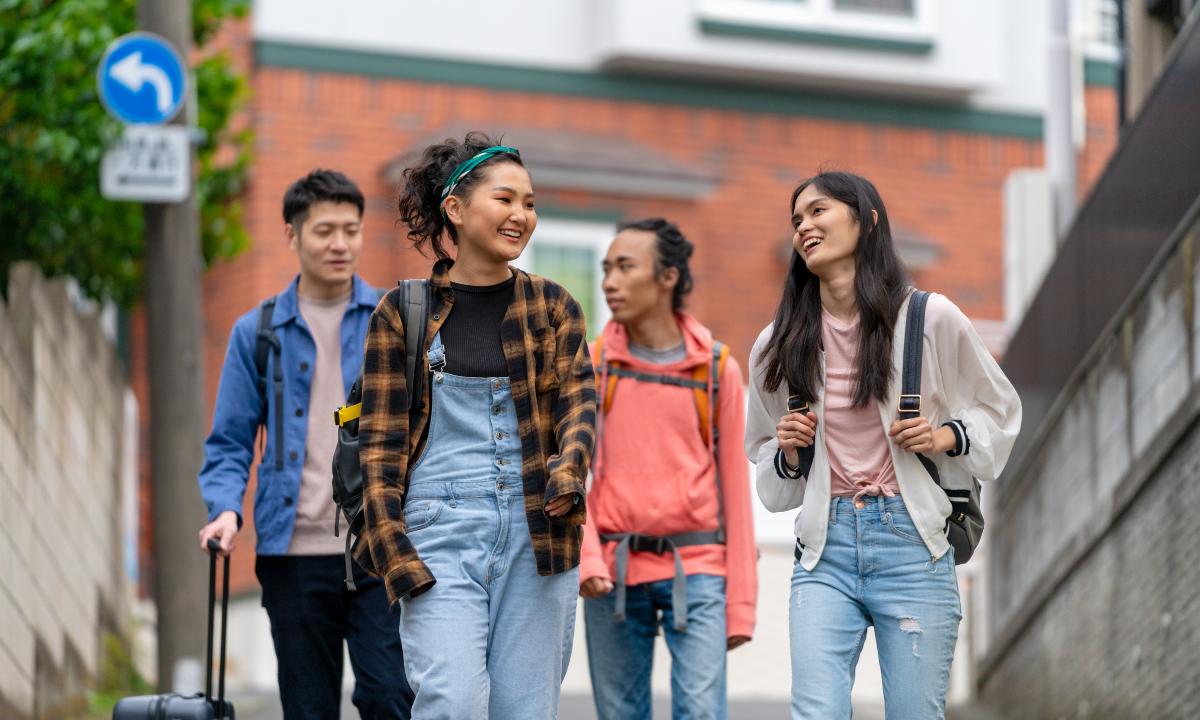 Group of friends enjoying a homestay in Japan