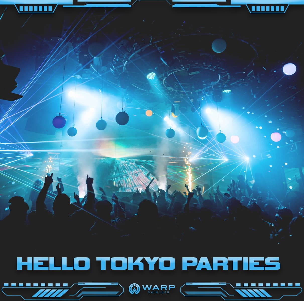 A nightclub with neon blue lights