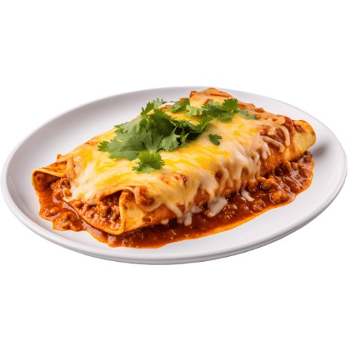 An image of the best enchiladas as the best Mexican Food in Tokyo on a white place with white background.
