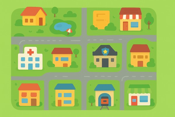 Drawing of Map Used to Do the Activity About Directions in Japanese