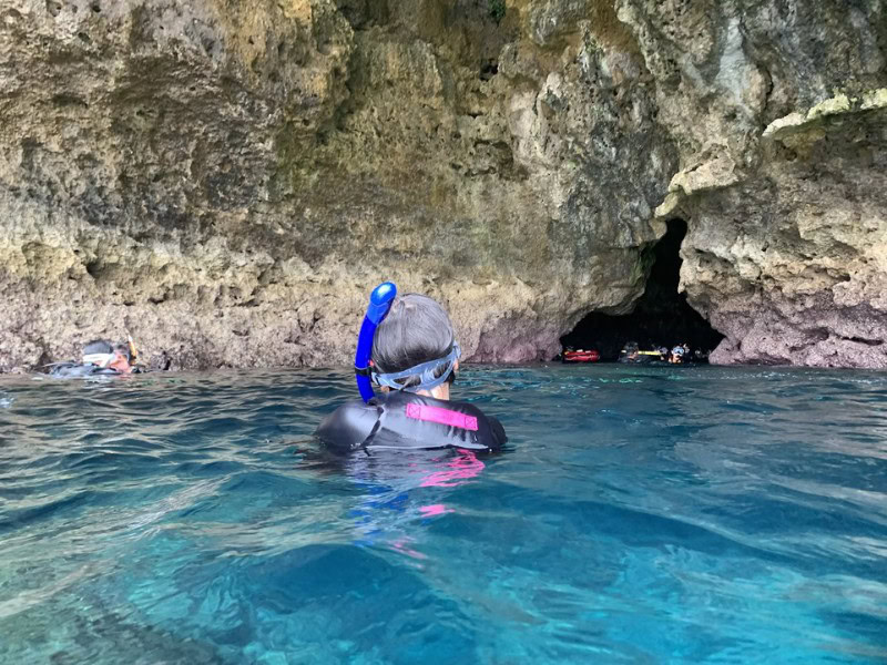 snorkeling at the blue cave in okinawa