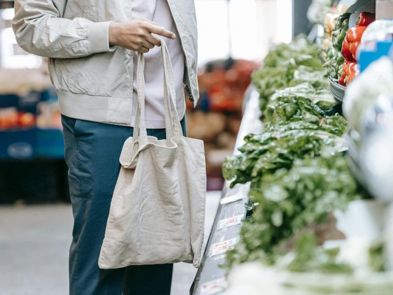 shopping in a vegetarian friendly supermarket