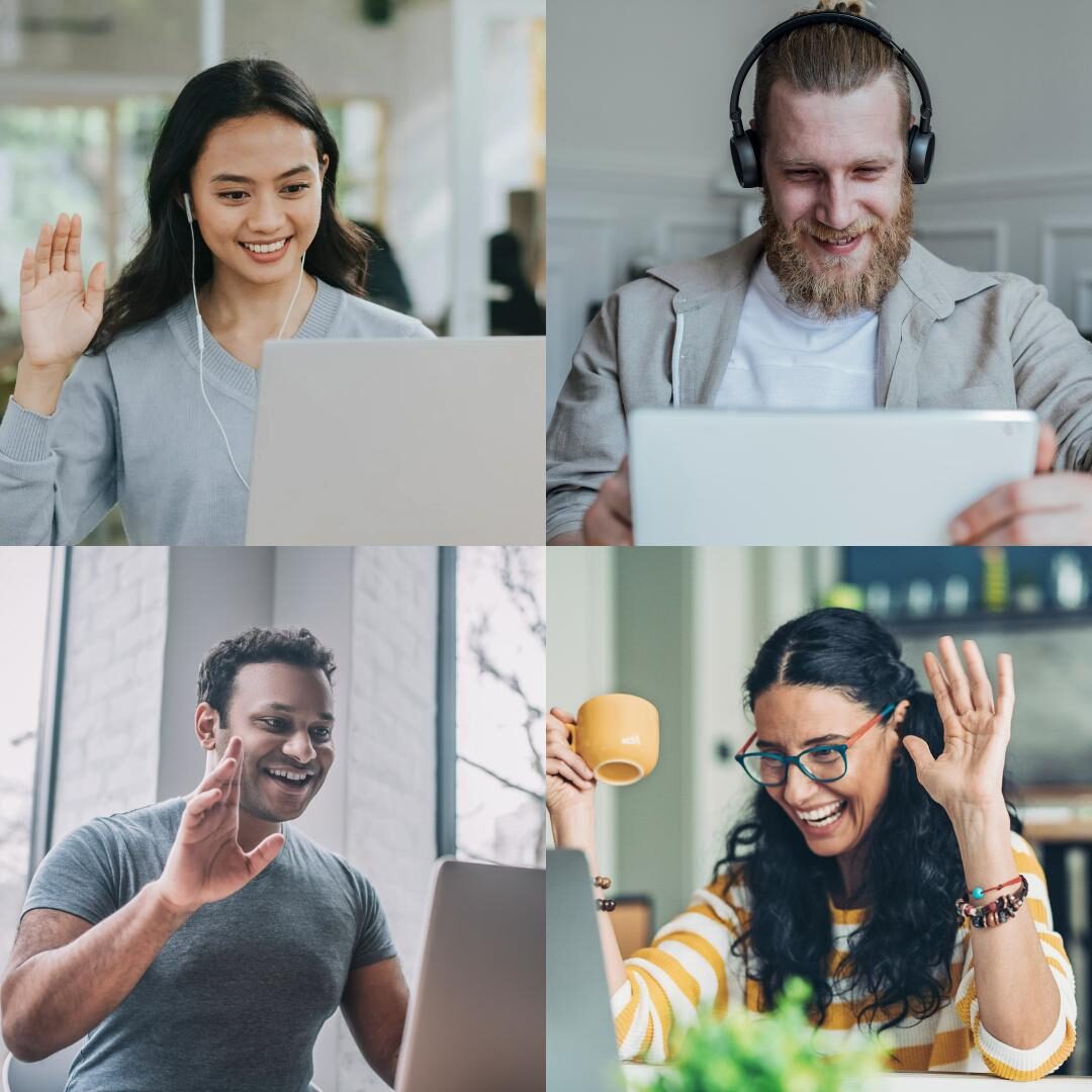 4 way video call with people taking online japanese lessons