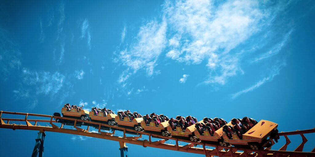 rollercoaster in amusement park in tokyo