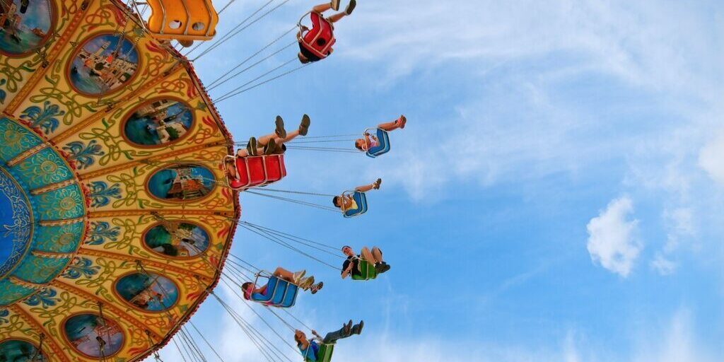 attraction ride in an amusement park in Tokyo